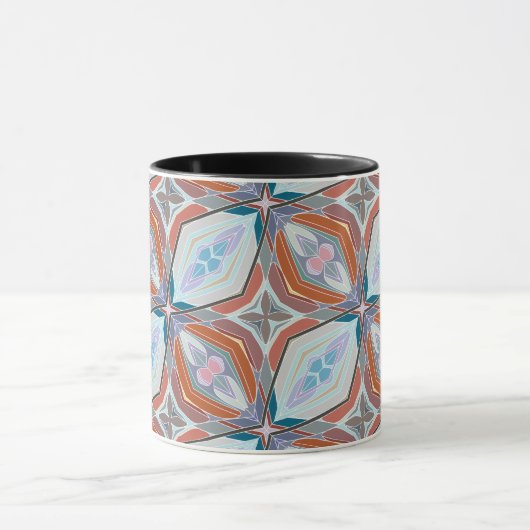 Einzigartiges Design aus Rost, Aquamarin, hellblau Tasse (Zentrum)