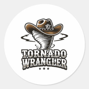 Einzigartiges Design Cowboy Wrangler Tornado Wrang Runder Aufkleber