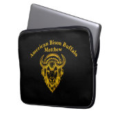 Einzigartiges Design eines Bison Wearing-Kopfhörer Laptopschutzhülle (Vorderseite Links)