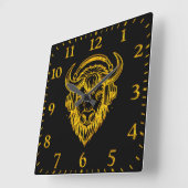 Einzigartiges Design eines Bison Wearing-Kopfhörer Quadratische Wanduhr (Winkel)