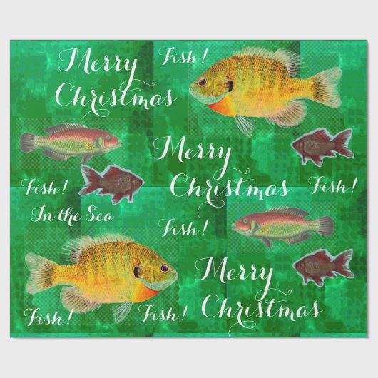 Einzigartiges Design Frohe Weihnachten mit Fisch Geschenkpapier (Flach)