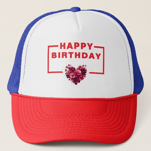 Einzigartiges Design - GLÜCKLICH BIRTHDAY Truckerkappe (Vorderseite)