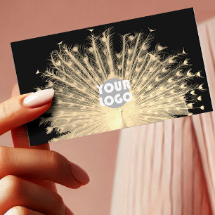 Einzigartiges Design Goldenes Pfau-Logo auf Schwar Visitenkarte