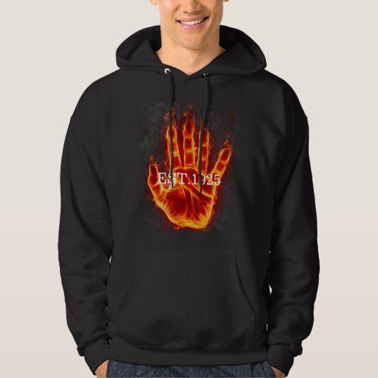 Einzigartiges Design mit der Hand EST 1925 schwarz Hoodie (Vorderseite)