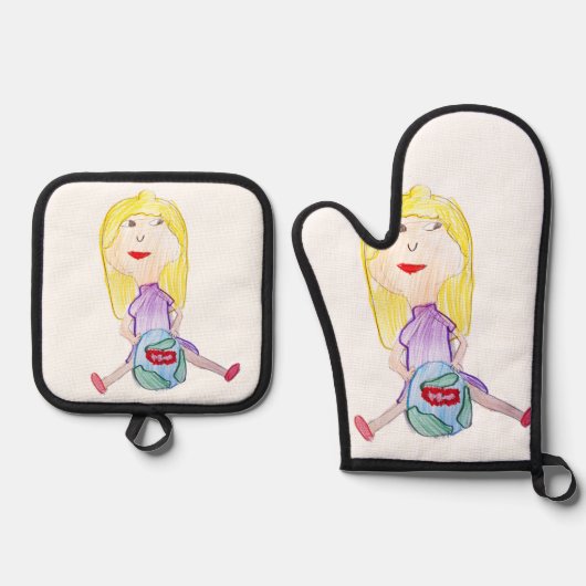 Einzigartiges Design-Schürze Ofenhandschuh & Topflappen-Set (Vorderseite)