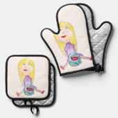 Einzigartiges Design-Schürze Ofenhandschuh & Topflappen-Set (Vorderseite/Rückseite)