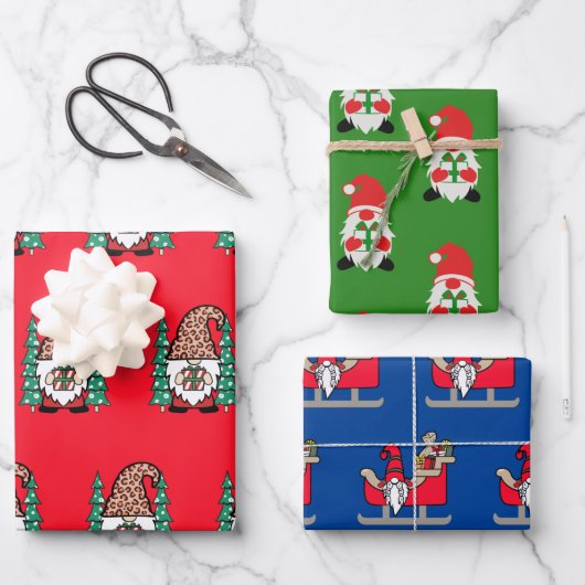 Einzigartiges Design | Weihnachtsgnomen - Geschenk Geschenkpapier Set (Vorderseite)