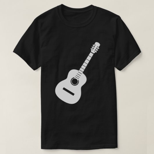 Einzigartiges Design, weiße Silhouette Gitarre auf T-Shirt (Design vorne)