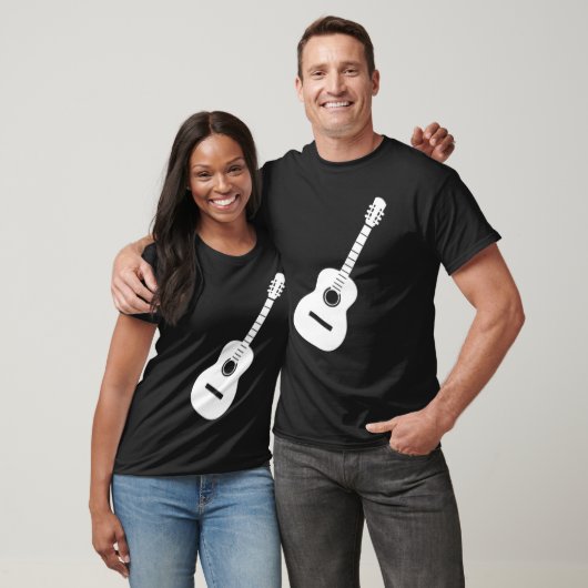Einzigartiges Design, weiße Silhouette Gitarre auf T-Shirt (Unisex)