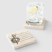 Einzigartiges dreifacher Clef-Musik-Personal Steinuntersetzer (Seitenansicht)