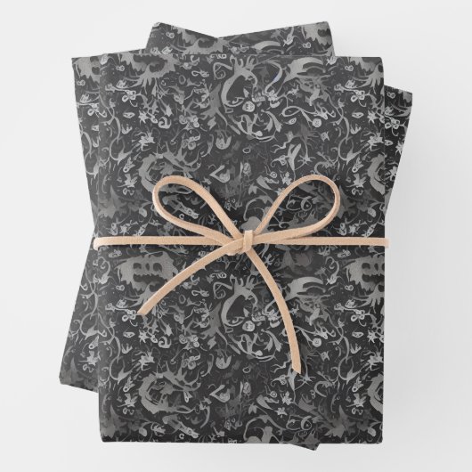 Einzigartiges dunkelgotisches neuronales Fraktal D Geschenkpapier Set (Beispiel)