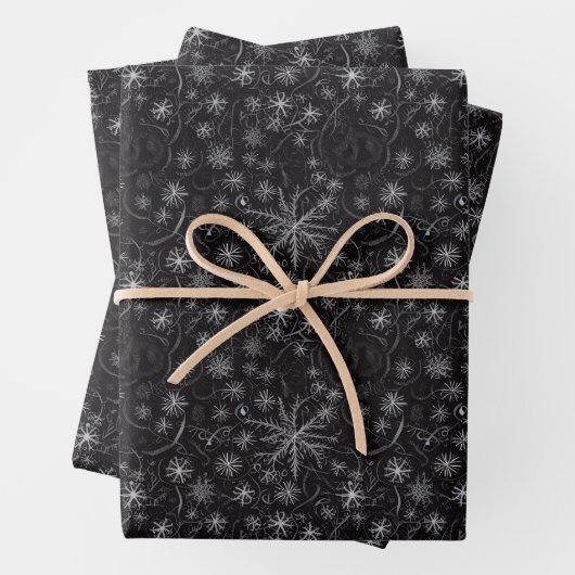 Einzigartiges dunkles Snowflake Fraktal & Neuron D Geschenkpapier Set (Beispiel)