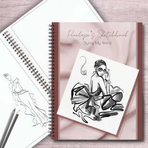 Einzigartiges Dusty Rose Fashionista Lookbook Skiz Notizblock