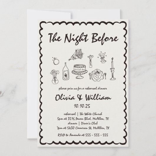 Einzigartiges, eigenhändig gezeichnetes Retro Prob Einladung (Vorderseite)