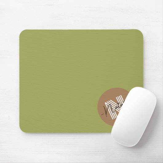Einzigartiges, einfaches Design Monogram Olive Gre Mousepad (Mit Mouse)