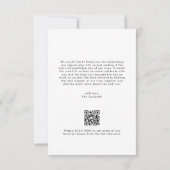 Einzigartiges Einfaches Foto QR-Hochzeitsstift Dankeskarte (Rückseite)