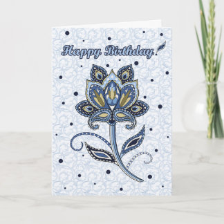 Einzigartiges Elegant Custom Floral Paisley Blue G Karte