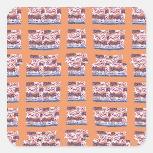 Einzigartiges, elegantes Herz-Gemustertes Kunstwer Quadratischer Aufkleber (Vorderseite)