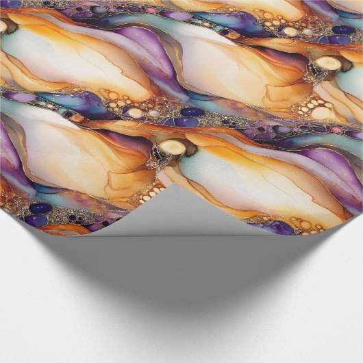 Einzigartiges Elegantes Modern Abstraktes Ink Gold Geschenkpapier (Ecke)