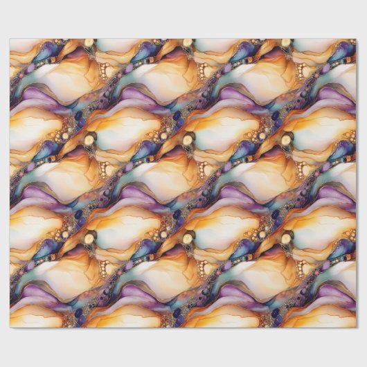 Einzigartiges Elegantes Modern Abstraktes Ink Gold Geschenkpapier (Flach)