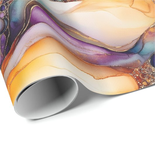 Einzigartiges Elegantes Modern Abstraktes Ink Gold Geschenkpapier (Rolleneckpunkt)