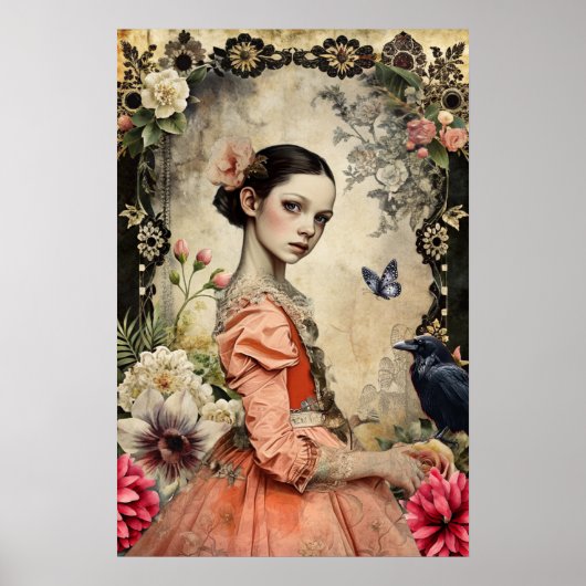 Einzigartiges Elegantes Viktorianisches Goth Girl  Poster (Vorne)