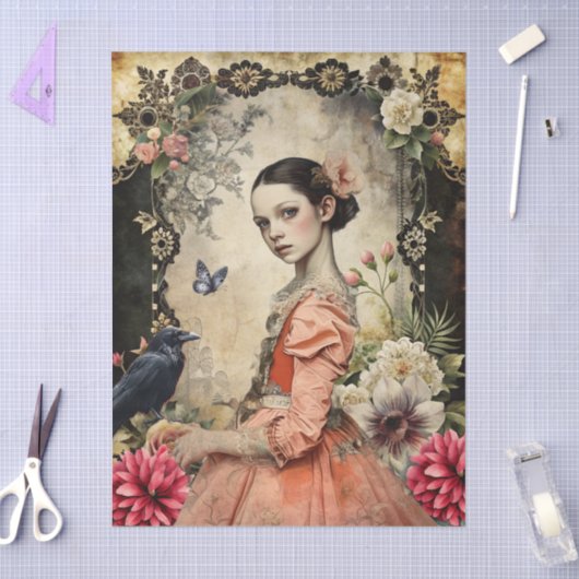 Einzigartiges Elegantes Viktorianisches Goth Girl Seidenpapier (Basteln)