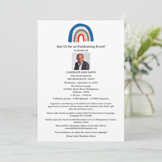 Einzigartiges Ereignis des politischen Fundraisers Einladung (Stehend Vorderseite)