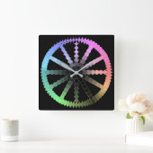 Einzigartiges Evolution-Rad mit schwarzem Hintergr Quadratische Wanduhr (Zuhause)