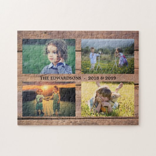 Einzigartiges Familienkollektiv auf rustikalem Sta Puzzle (Horizontal)