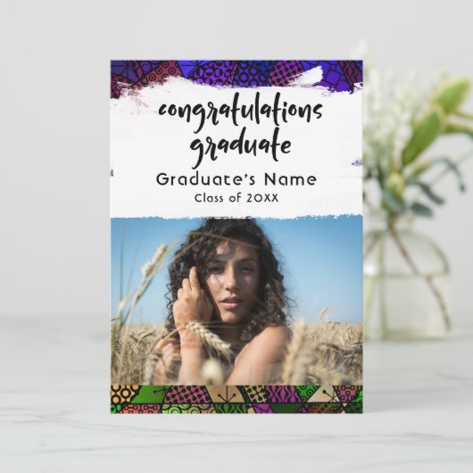 Einzigartiges farbiges Muster Foto Grad Ankündigun Ankündigung (Stehend Vorderseite)