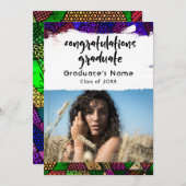 Einzigartiges farbiges Muster Foto Grad Ankündigun Ankündigung (Vorne/Hinten)