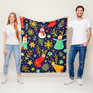Einzigartiges Farbintensives Festtagsmuster-Kunstw Fleecedecke