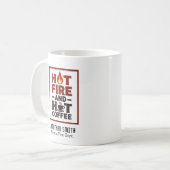 Einzigartiges Feuerwehrmann-Rot-Schwarz-Text-Feuer Kaffeetasse (Vorderseite Links)
