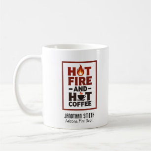 Einzigartiges Feuerwehrmann-Rot-Schwarz-Text-Feuer Kaffeetasse