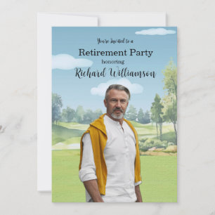 Einzigartiges Foto-Aquarell-Golf-Thema Einladung