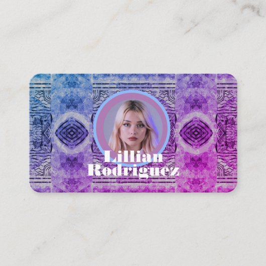 Einzigartiges Foto aus Blautönen, Rosa und Violett Visitenkarte (Vorderseite)