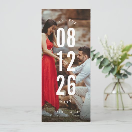 Einzigartiges Foto Hochzeit speichern Save The Date (Stehend Vorderseite)