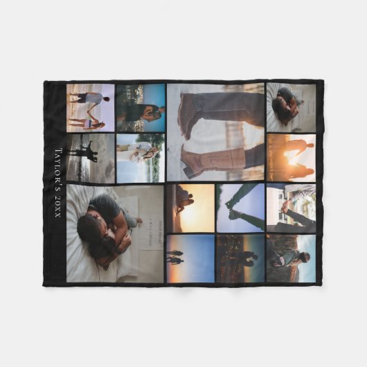 Einzigartiges FotoCollage Personalisiert Fleecedecke (Vorderseite (Horizontal))
