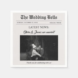 Einzigartiges Fun Newspaper Wedding Foto Serviette