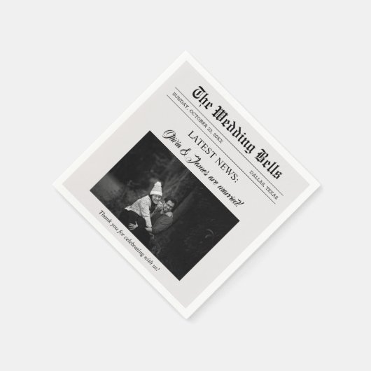 Einzigartiges Fun Newspaper Wedding Foto Serviette (Ecke)
