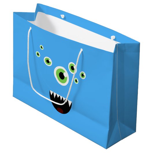 Einzigartiges Funny Crazy Niedlich Blue Monster Große Geschenktüte (Vorderseite Schrägansicht)
