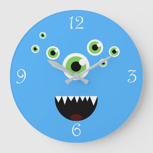 Einzigartiges Funny Crazy Niedlich Blue Monster Große Wanduhr (Vorderseite)