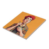 Einzigartiges Gemälde lustiger Nudelmann Orange Fliese (Seite)