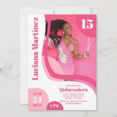 Einzigartiges geometrisches Rosa Vierfarbiges Foto Einladung (Vorderseite)