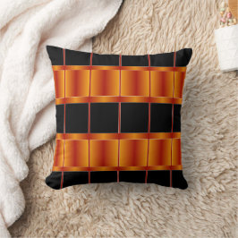 Einzigartiges geometrisches Schwarz-Golden Orange  Kissen