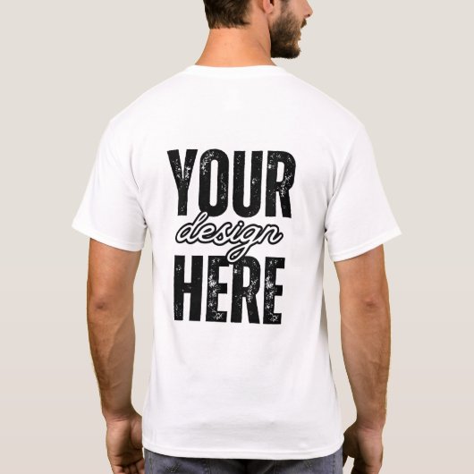 Einzigartiges Geschenk: Weißer T - Shirt mit eigen (Rückseite)