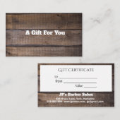 Einzigartiges Geschenkgutschein für rustikales Hol Treuekarte (Vorne/Hinten)