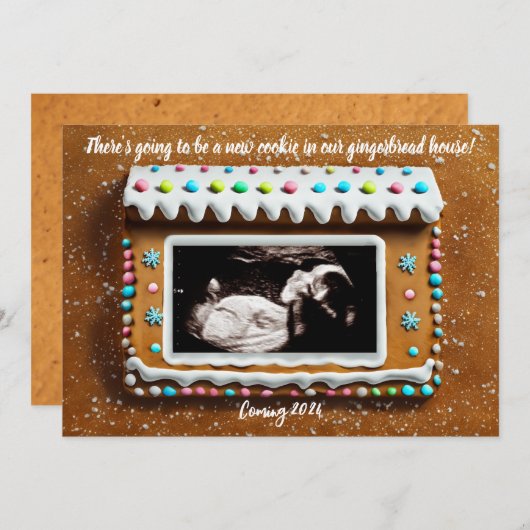 Einzigartiges Gingerbrei House Baby Ultrasound Sch Ankündigung (Vorne/Hinten)