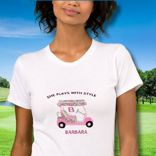 Einzigartiges Glam Pink Golf Cart Monogram Bella+L T-Shirt